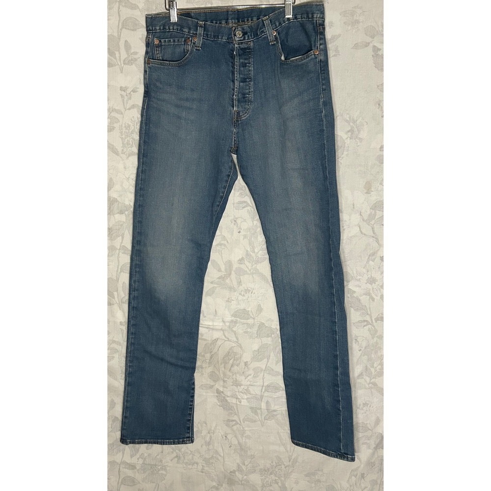 Levi's 501 Mens Button Fly Blue Denim Jeans Straight Fit Size 34x34